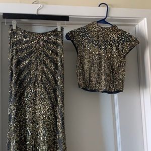 3 piece gold beaded ball gown